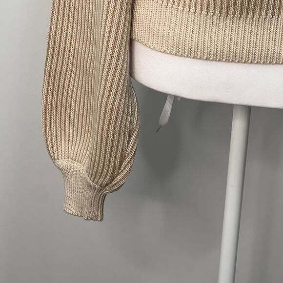 Cleobella Sydney Sweater Hand Knit Cotton Crew Two Tone Ivory Stripe Size L NWT - Picture 13 of 14